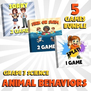 5 No Prep Science Games Bundle A - Animal Behaviors - Grade 3 Review