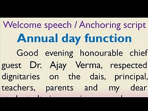 Welcome speech or Anchoring script for Annual day function in English by Smile Please World