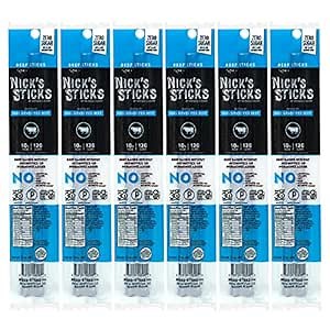 Nick's Sticks Clean & Balanced 100% Grass-Fed Beef Snack Sticks | Made in the USA | Gluten Free | Paleo, Keto, Whole30 Approved | No Soy, Antibiotics or Hormones (6 – 1.7oz. Packs of 2 Sticks)