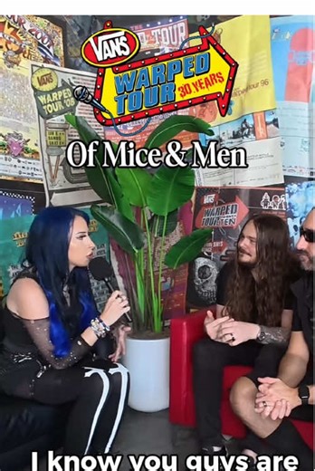 🎤 Had the chance to sit down backstage at @vanswarpedtour with Aaron Pauley & Valentino Arteaga of Of Mice & Men to talk Warped Tour, Another Miracle, and everything fueling their newest chapter. This convo was special. 🔥 Full interview is now up on my YouTube, hit the link in bio to watch the full exclusive! 🤘🏻 #warpedtour #metalcore #ofmiceandmen #musicinterview #anothermiracle
