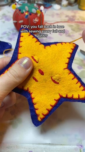 Riley Rose on Instagram: "Throwback to last winter✨ This was one of my very first sleepy star felt patch prototypes (yes, the pattern is on Etsy