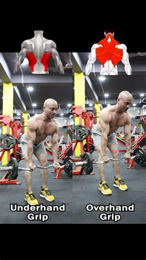 🔥 Barbell Row Underhand vs Overhand Grip | Which Builds More Muscle? #shorts #fitness #motivation