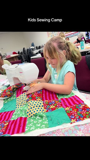 My 8 year old daughter & her friend went to a 3 day Kids Sewing Camp. They learned all about the sewing machines they worked on, made 3 different projects (including a small quilt) and went home with their sewing machine! #35thavesewandvac #babylock #babylocksewingmachine #kidscrafts #sewing #kidsewing #genalpha #newexperiences