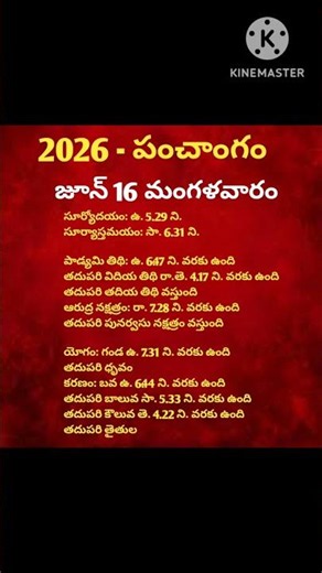 June 16th panchangam in telugu #shorts #viralshorts #june15thpanchangam #calendar #june #panchangam
