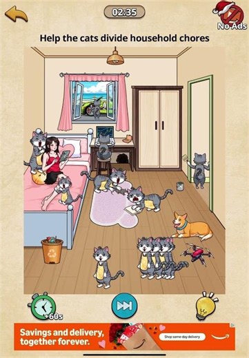 Nightmare Puzzle Level 96 Walkthrough -Cat workers