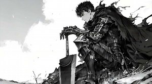 Berserk - Guts Black Swordsman Monochrome 4K Live Wallpaper