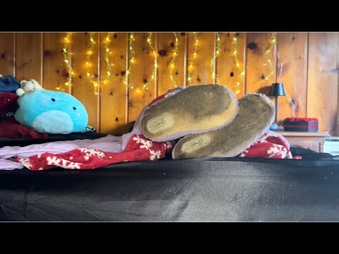 🖤 Slipper Kick-Off ASMR | Dirty Soles Reveal, Toe Splaying & Cozy Bed Fidgets 👣