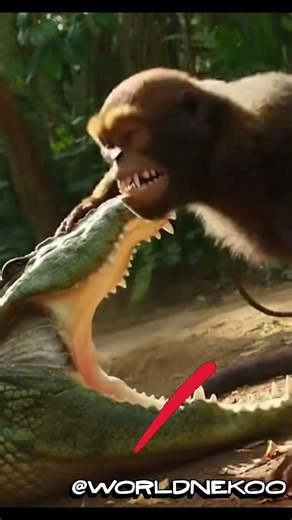Viral Crocodile Vs Monkey - Epic Jungle Shorts Battle! バイラルなワニ対猿🐊🐒💥 #shorts