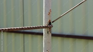 welding of a metal structure using an electric cooker and an electrode. Bright arc.