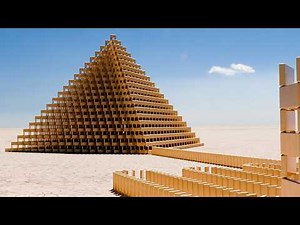 Giant Golden Pyramid Domino's Effect Destruction