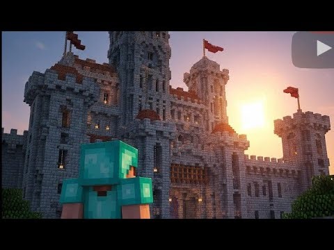 Minecraft building a stone castle