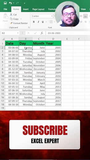 Separate Date, month, year in Excel. #Excel #exceltips #exceltricks #ExcelExpert #excelprofessional #learnexcel #foryoupage #foryourpagereels #exceltraining #exceltutorial | Excel Expert