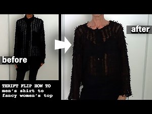 DIY MEN'S SHIRT REFASHION : Upcycle oversized men's shirt to fancy women's top