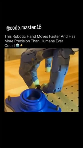 @code.master.16 on Instagram: "Human reaction time isn’t even part of the equation anymore. 🤯🦾 This robotic hand operates on millisecond-level response loops, adjusting force, torque, and motion in real time. Each finger uses embedded sensors to measure resistance instantly, allowing screws to be tightened to exact specifications without hesitation or error. Unlike human hands, the motors can accelerate, stop, and correct instantly, making repetitive assembly faster, more consistent, and far m