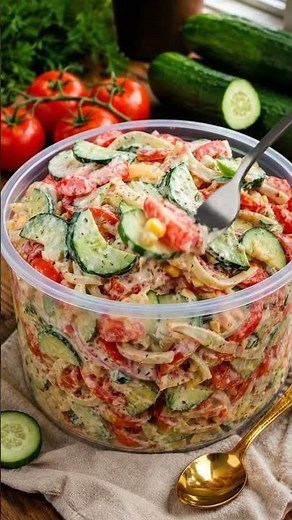 Incredible Creamy Tomato Cucumber Salad (The Classic) # #mediterraneandietrecipes #recipe #salad