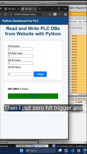 Custom Web Dashboard for Siemens PLC (TIA Portal) Using Python – Read & Write DB Bits #python #iiot