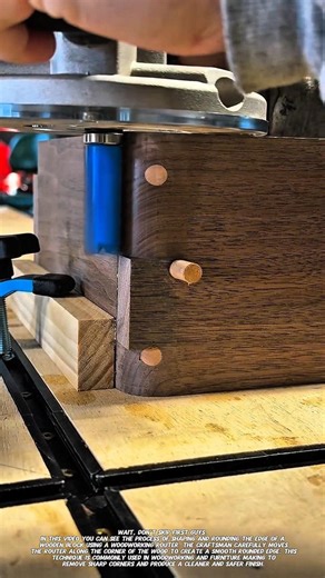 Wood Edge Rounding Process Using a Router for Smooth Furniture Corners.
