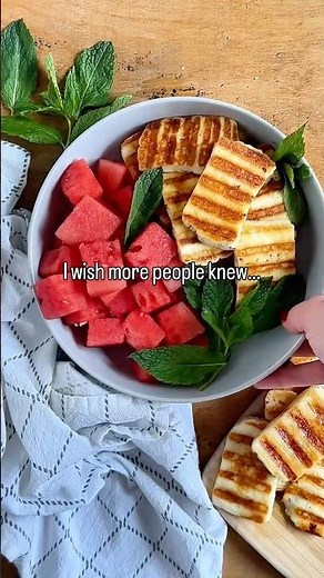 Halloumi might be one of the easiest appetizers you can make. Just slice it, toss it on a hot pan