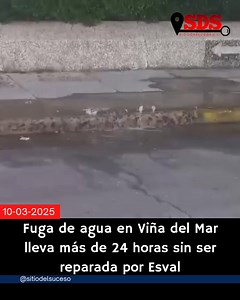 "Ya son cientos de litros de agua que se han perdido debido a la ineficiencia de Esval ". Con estas palabras, vecinos de Av. Perú, en Viña del Mar, han expresado su molestia con la sanitaria por una matriz que lleva rota más de 24 horas en la esquina con 7 Norte, y sin ser reparada. | Sitio del Suceso
