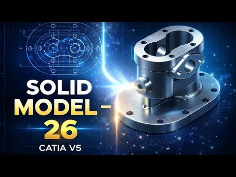 CATIA V5 Solid Model Exercise 26 | 2D Drawing to 3D Model Step by Step | Beginner to Advanced