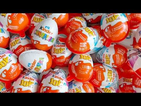 New! 897859M Yummy Kinder Joy Chocolate, Kinder Surprise Opening ASMR Lollipops Some Lot's of Candie