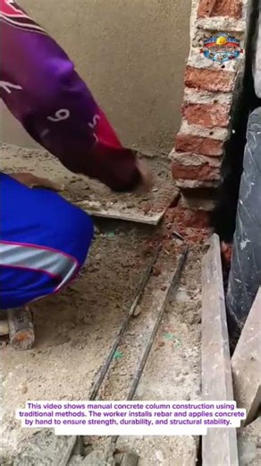Manual Concrete Column Construction | Traditional Building Method