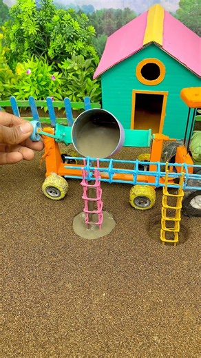 😱 Real Working Mini Tractor Making Cement Pillar | Amazing DIY Construction Machine 🚜#shorts