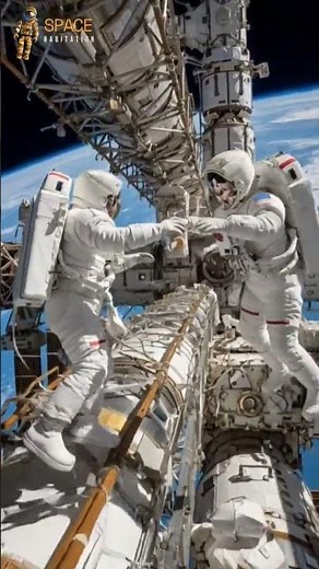 Two Astronauts Floating Around the Space Station 🛰️👨‍🚀 #SpaceWalk #ZeroGravity #OrbitalLife