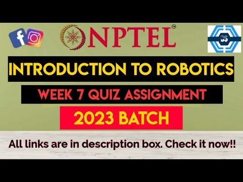 Introduction To Robotics Week 7 Quiz Assignment Solution | NPTEL 2023 |