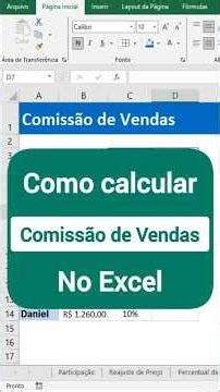 Como Calcular comissão de vendas no Excel - Planilha de Vendas