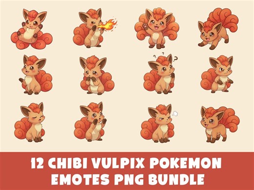 12 Chibi Vulpix Pokemon Emotes PNG Bundle, Cute Fire Type Pokemon Clipart, Kawaii Anime Digital Download, Printable Vulpix Stickers - Etsy