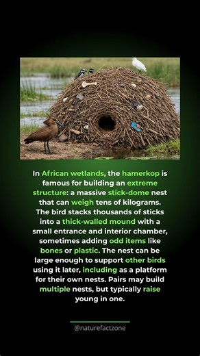 The Bird That Builds Giant Stick Domes. Hamerkops construct massive dome-shaped nests...