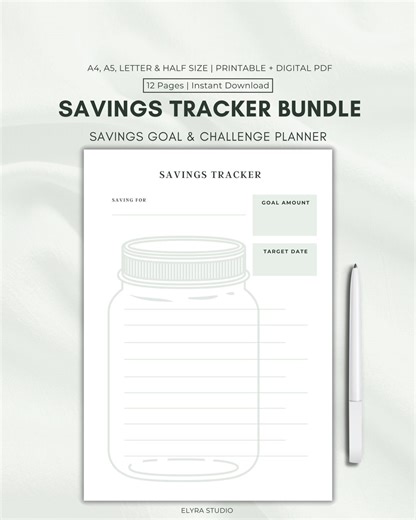 Savings Tracker Printable, Savings Challenge Bundle, Sinking Fund Tracker, Money Saving Planner - Etsy Canada