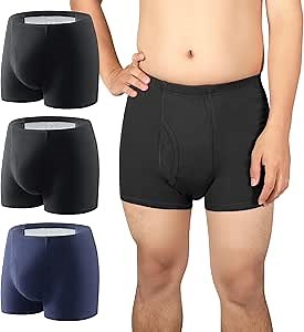 Carer Incontinence Underwear for Men Washable Incontinence Boxer Briefs 3 Pack Leak Proof Underwear for Men Cotton Reusable Incontinence Underwear with Extended Pad Front & Rear 280ML (X-Large)