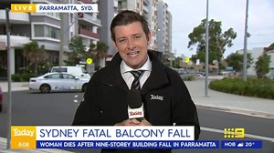 UPDATE: A man has been arrested after a woman died falling from her seven-storey balcony in Parramatta in Western Sydney. #9News | 9 News Sydney
