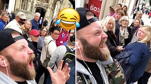 This guy yelling out opera arias in public is comedy gold