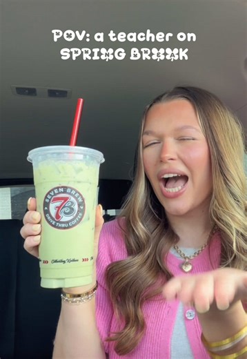 nothing kicks off spring break better than a trip to @7brewcoffee !!!! 💚🍵🍀 hope everyone has the BEST Saturday!!! 🫶🏼 #matcha #saturday #teachersoftiktok #springbreak #teacherlife