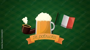 st patricks day animated card with beer and ireland flag