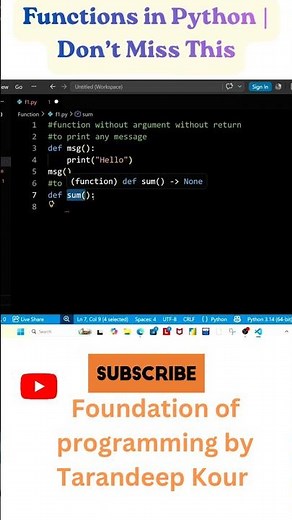 Python Function | No Argument & No Return 🔁