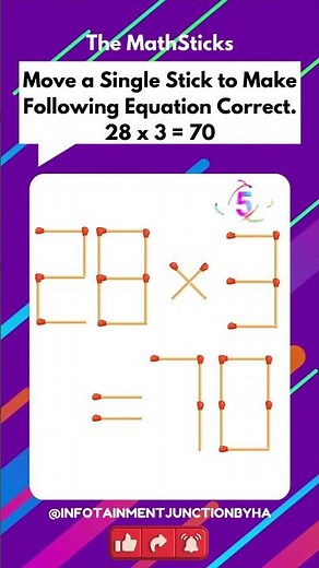 Math-Stick Challenge 61 | Matchstick Puzzle | Basic Math Puzzles With Answers | #shorts #viralshorts