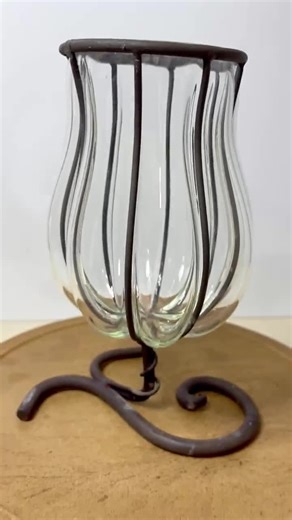 Vintage Wrought Iron Candle Holder | Farmhouse Hurricane Lantern - Etsy