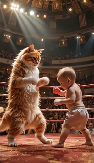 Cat vs. Baby Boxing Match! 🥊 Adorable AI Showdown