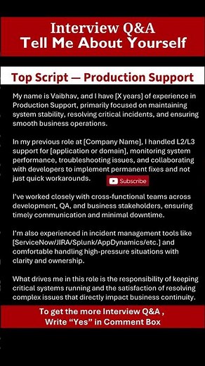 Production Support Interview Script That Actually Works #interview #productionsupport #support