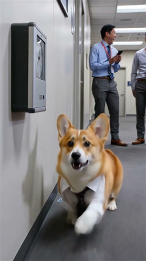 The time clock kept dodging Corporate Corgi #corgi #officelife #workhumor