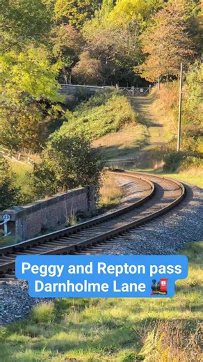 🚂 PEGGY AND REPTON PASS DARNHOLME LANE 🚂 29 Peggy and 926 Repton pass the bridge at Darnholme Lane before making the climb towards Goathland. They were hauling a shuttle service from Grosmont to Goathland during the North Yorkshire Moors Railway's annual Steam Gala. Peggy, the tank engine shown at the front, was built by Kitson and Co of Leeds and completed in 1904. It was built for Lambton Collieries and mainly transported coal from Philadelphia, Tyne and Wear, to the docks in Sunderland unti