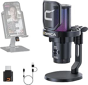 COMICA EJoy Uni Pro Wireless USB Microphone for PC Gaming, Streaming, Podcast, YouTube, with Noise Cancellation, Mute, Gain, Monitoring - Condenser Mic for PS5, PS4, Mac, Computer (Desktop Mic)