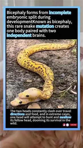 Two-Headed Snake Has Separate Brains, Sometimes Tries To Eat Its Own Other Head#animals #wildlife