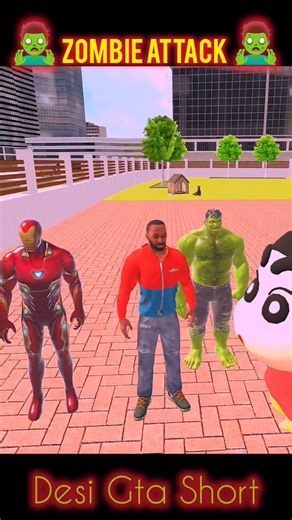 hulk and ironman helped franklin with zombie #hulk #story #youtubeshorts #zombie #attack #ironman