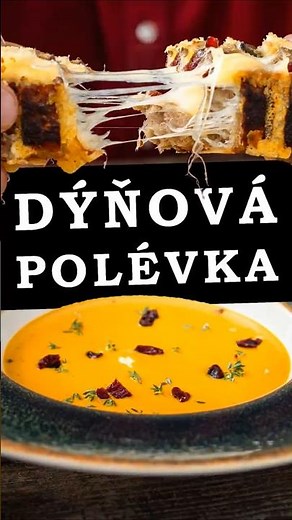Dýňová polévka s brusinkovou bagetou se sýrem