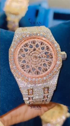 🔥 AP Skeleton Iced-Out Rose Tone Watch | Bust Down Audemars Piguet by Swan Diamond 💎✨#APWatch